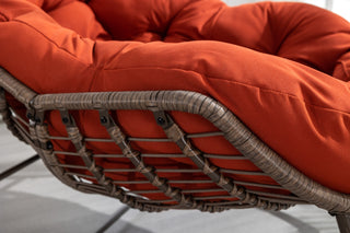 Outdoor Rattan Rocking Chair With Padded Cushion For Porch & Living Room