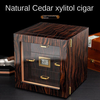 cigar cabinet, three-layer perspective window, high gloss paint, cedar wood, large capacity cigar moisturizing cabinet - Thomas Family Essentials LLC